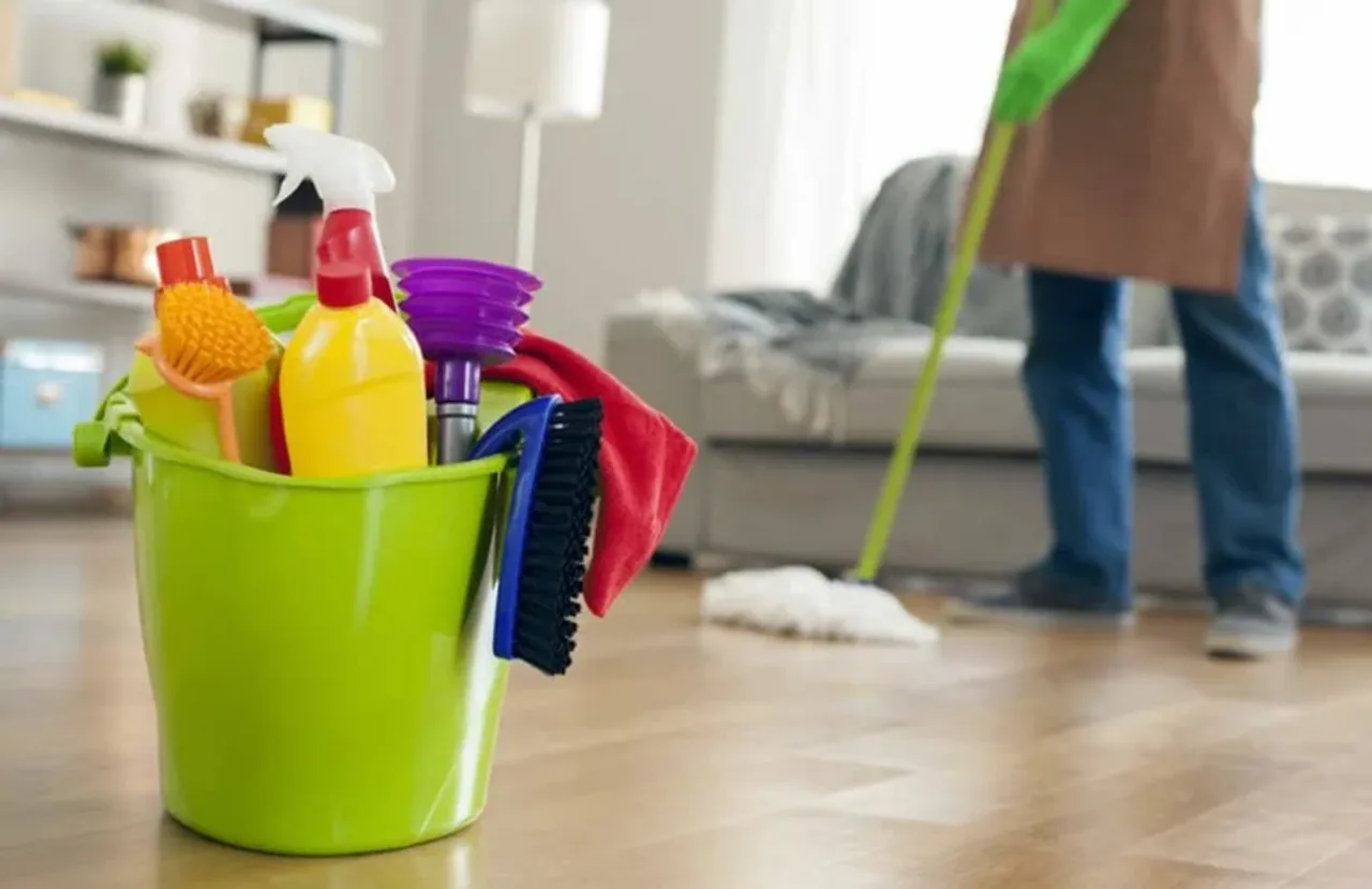 House cleaning in progress in a bright home