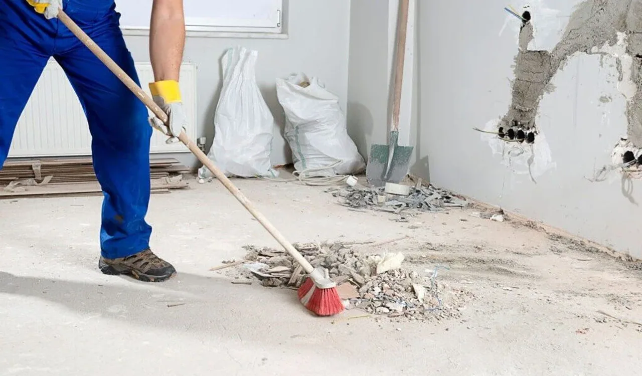 Post-construction cleaning of a room